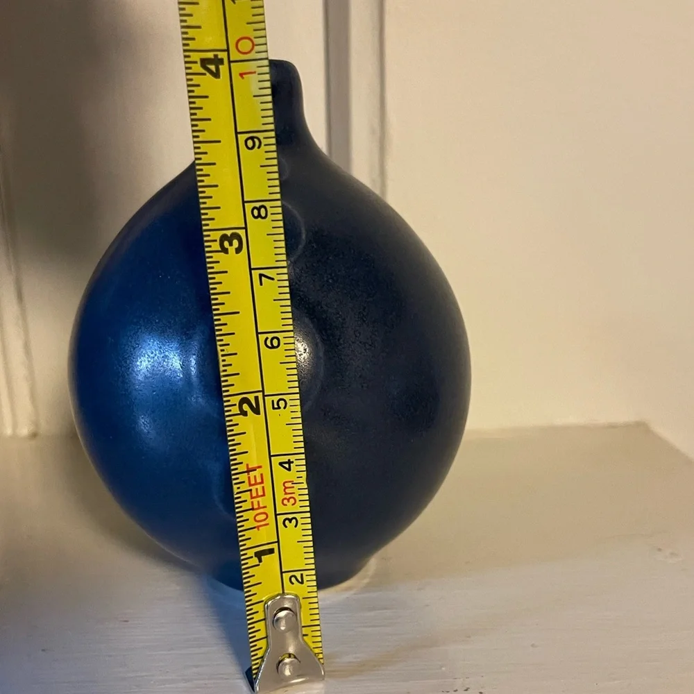Vintage Jonathan Adler Modernist Navy Blue Dot Vase- RARE